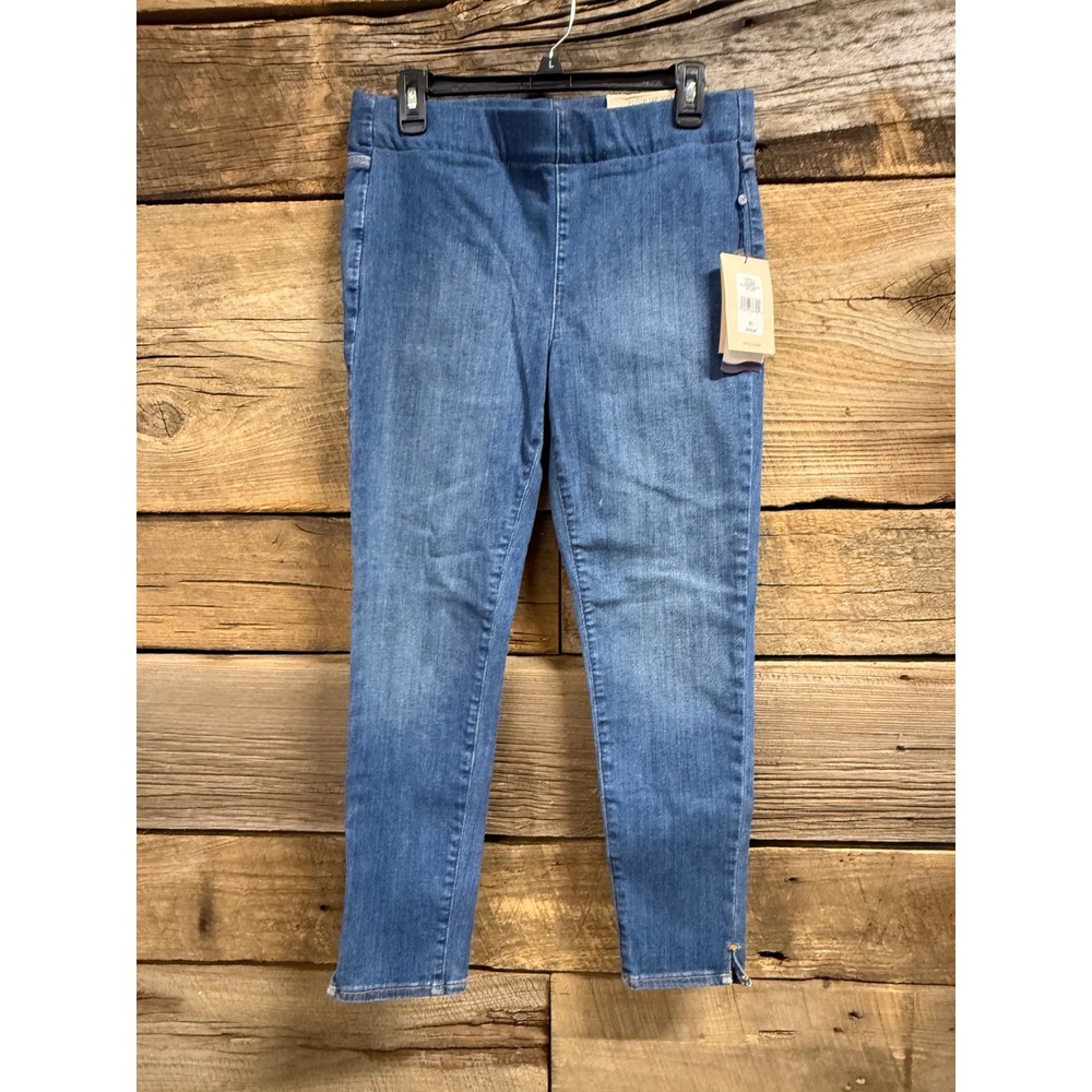 NWT NYDJ Pull On Skinny Ankle Slit Jeans Callure Blue Petite Large